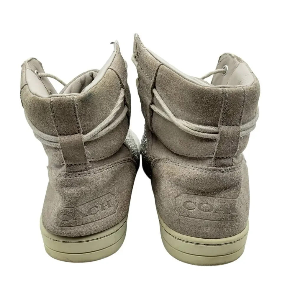 Preloved Coach Penda Nude Suede Jeweled High Top Sneakers Size 11M